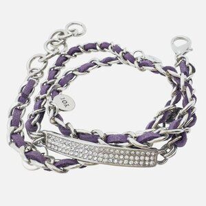 Premier Designs Wrap Bracelet Purple Suede Silver Crystals Faith Hope Love Joy